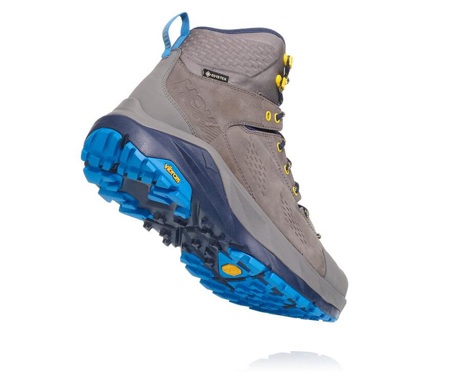 Hiking Boots Mens - Hoka One One Kaha GORE-TEX - Grey/Blue - FTKWXLD-04